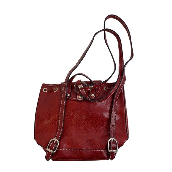Handmade Italian Red Leather Backpack Purse Medium Bag Natural Leather Italy main image 11